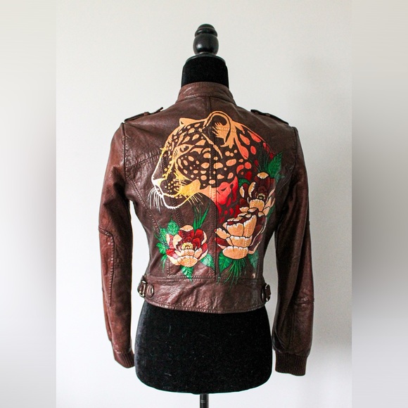 Custom Painted Leather Jacket - Picture 1 of 5